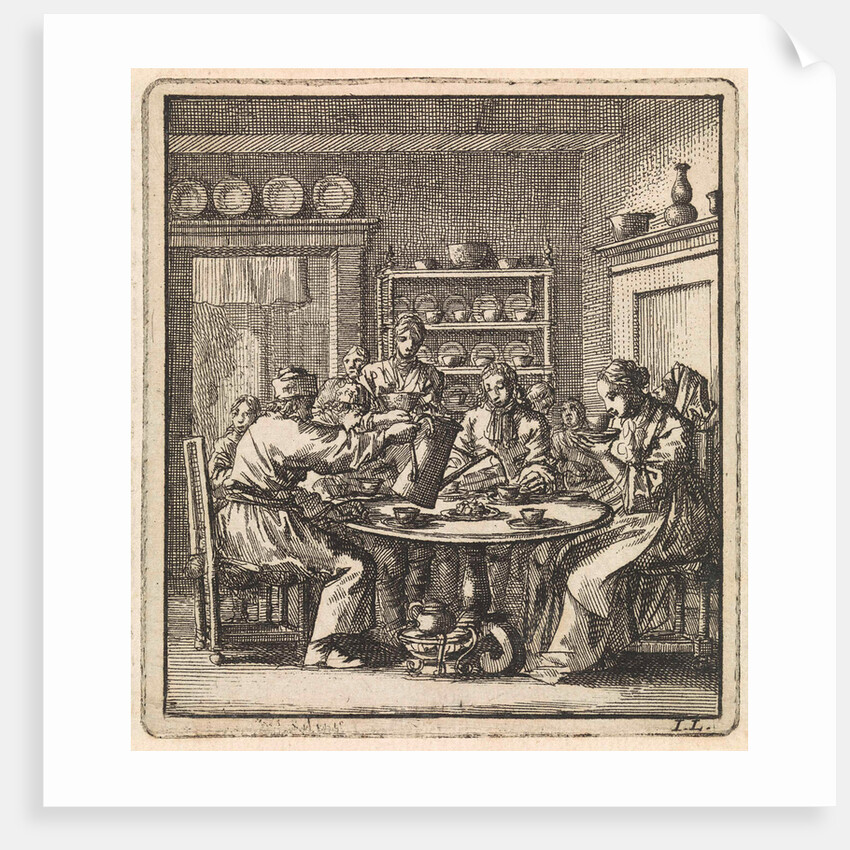People sit at a table drinking coffee by Pieter Arentsz & Cornelis van der Sys II
