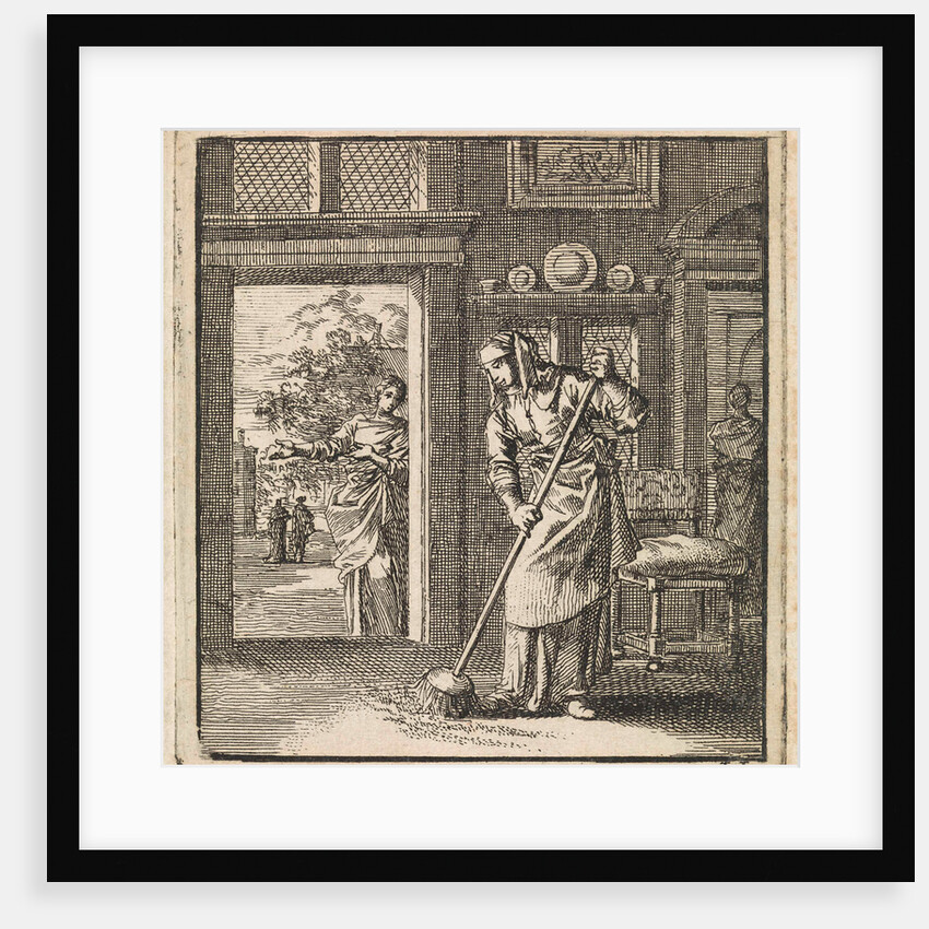 Woman sweeps the floor of a house by Pieter Arentsz & Cornelis van der Sys II