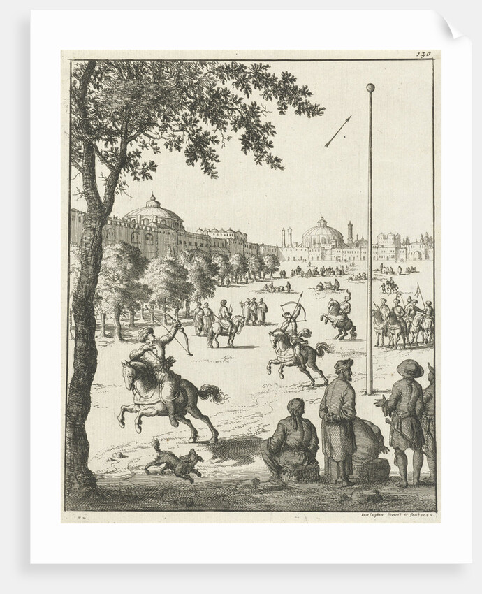 Persians on horseback practicing with bow and arrow by Pieter Jansz