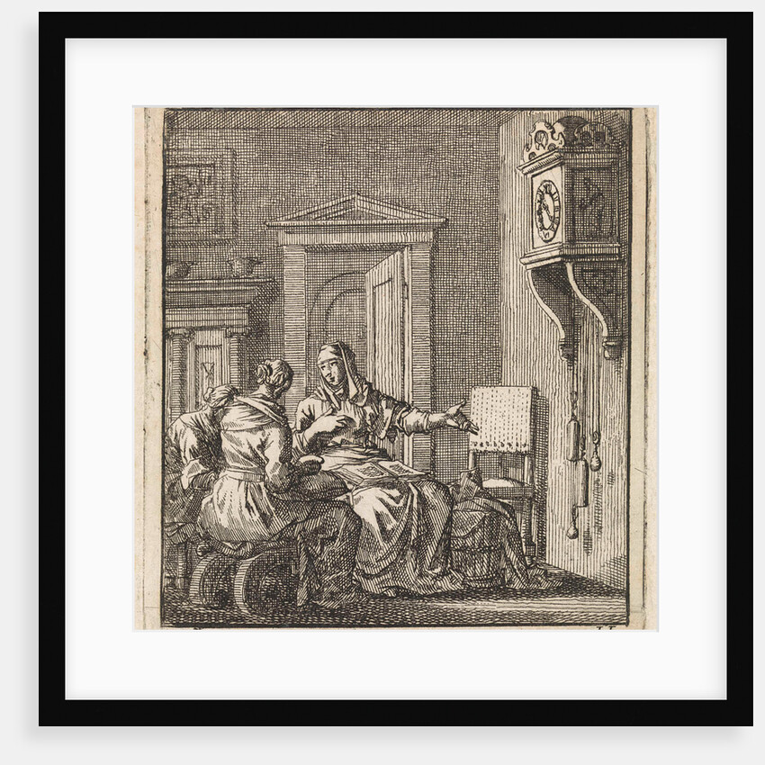 Three women at a wall clock by Pieter Arentsz & Cornelis van der Sys II