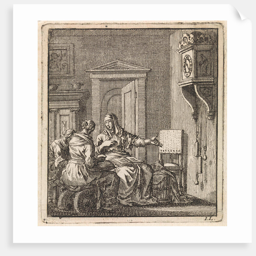 Three women at a wall clock by Pieter Arentsz & Cornelis van der Sys II