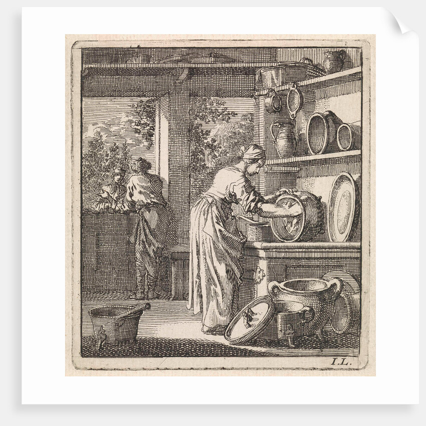 Woman cleans a pot by Pieter Arentsz & Cornelis van der Sys II