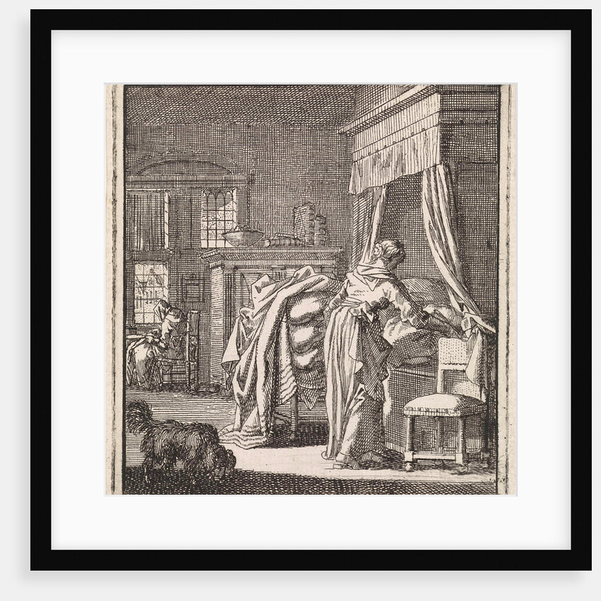 Woman collects a bed sheet by Pieter Arentsz & Cornelis van der Sys II