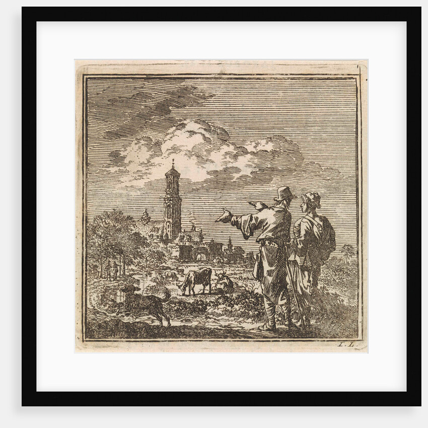 Two men watching a church tower by Pieter Arentsz & Cornelis van der Sys II