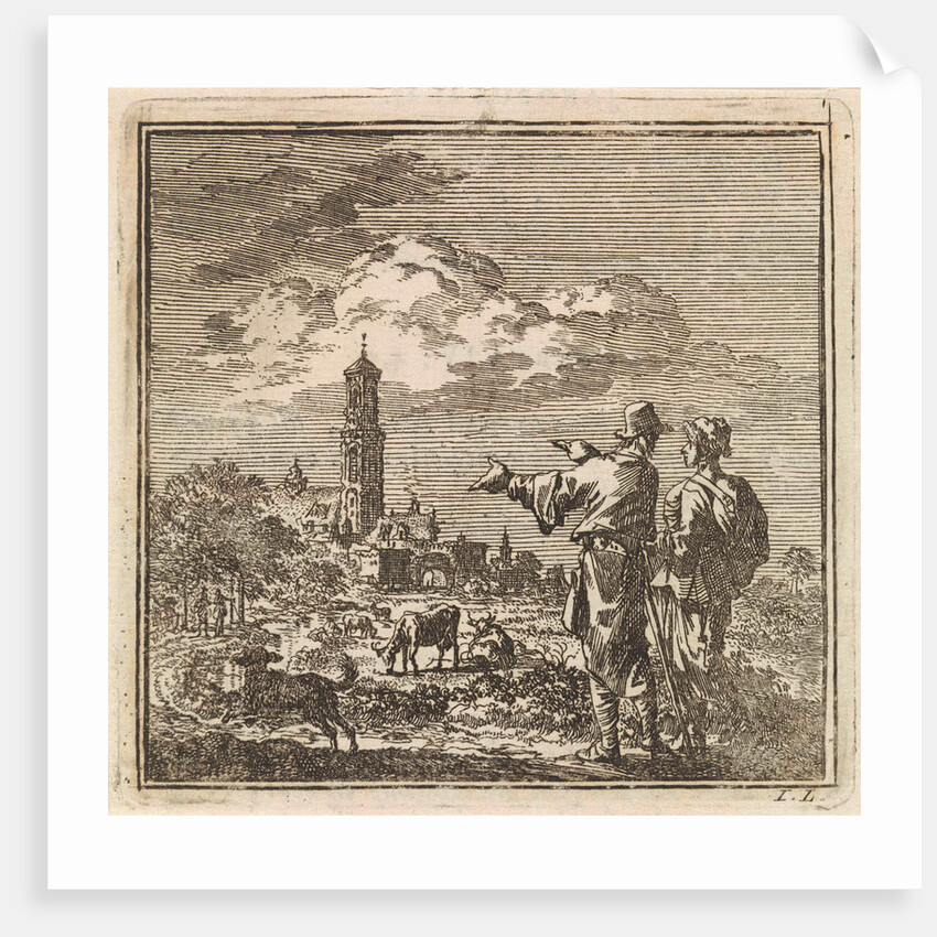 Two men watching a church tower by Pieter Arentsz & Cornelis van der Sys II