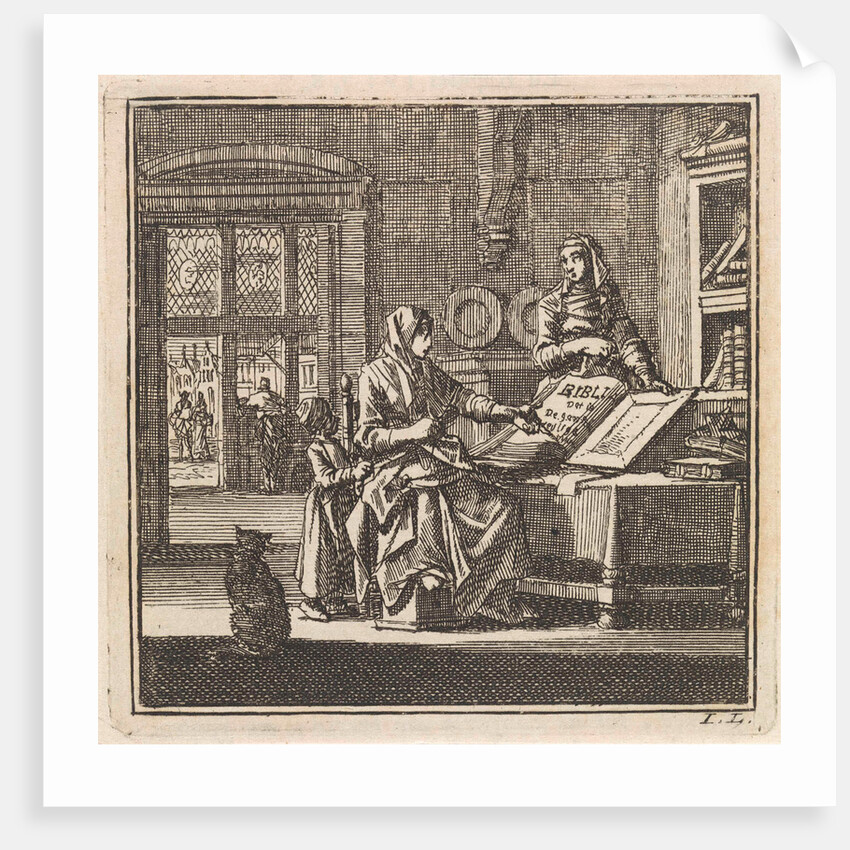 Two women stand near an open bible by Pieter Arentsz & Cornelis van der Sys II