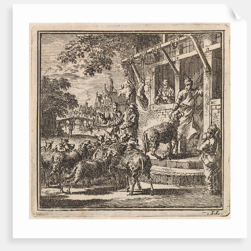 Sheep are led inside a butcher's by Pieter Arentsz & Cornelis van der Sys II