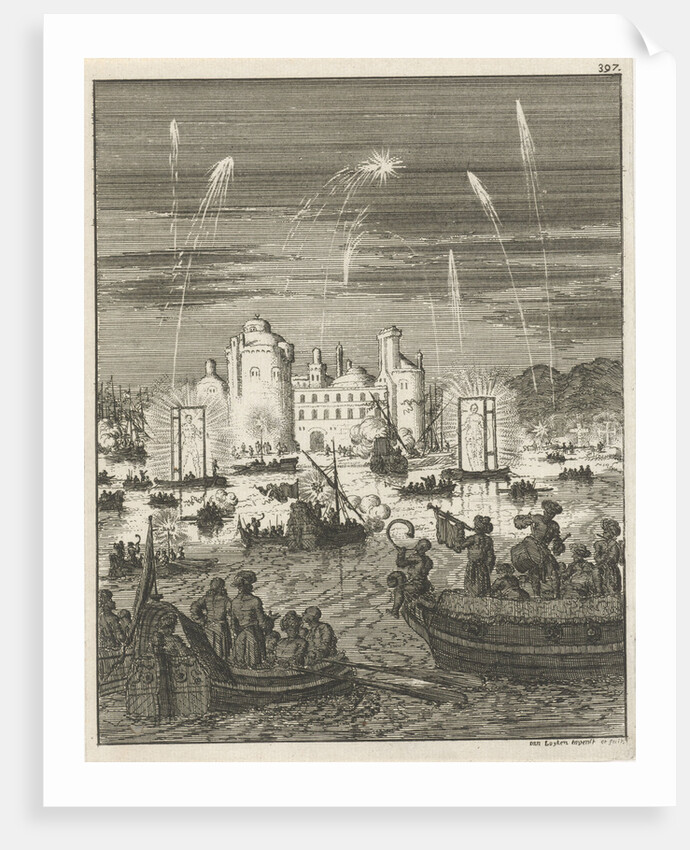 Fireworks and gondolas in Cairo, Egypt by Jan Luyken