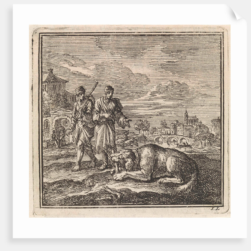 Dog chews off a bone by Pieter Arentsz & Cornelis van der Sys II