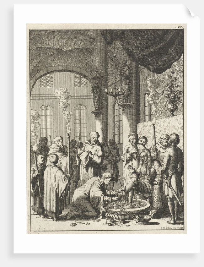 Foot Washing of the travelers in a monastery in Jerusalem by Jan Luyken