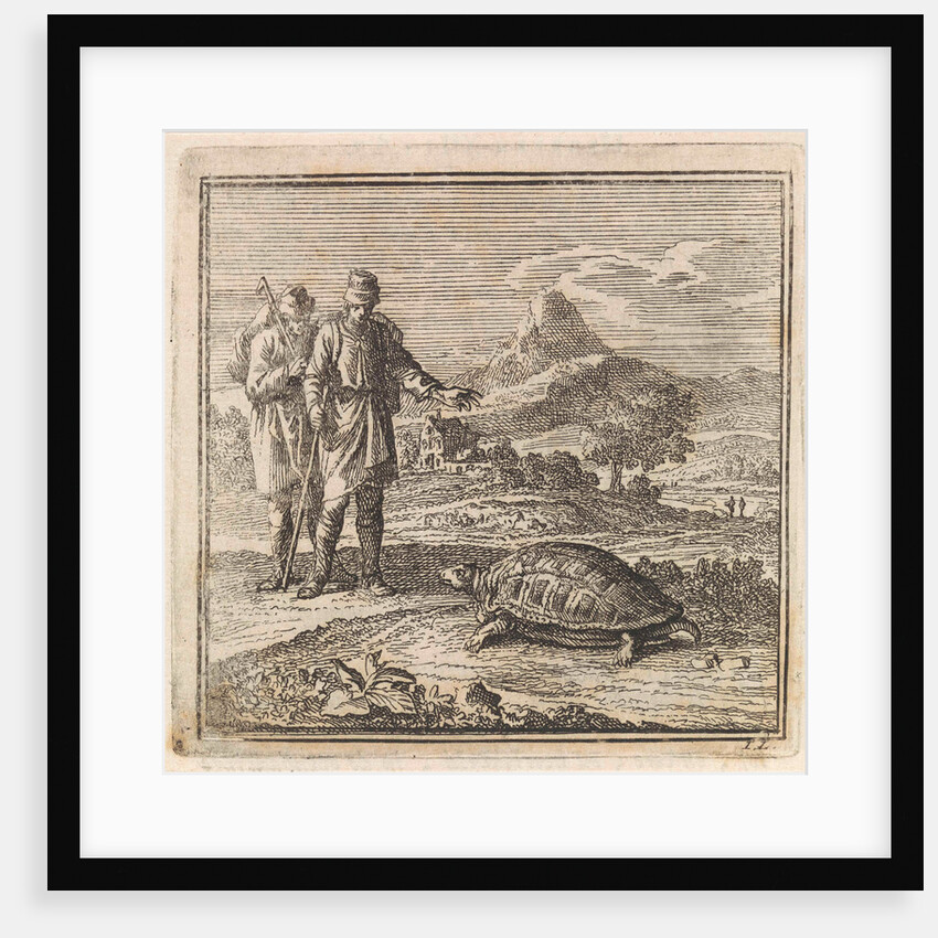 Two travelers admire a turtle by Pieter Arentsz & Cornelis van der Sys II