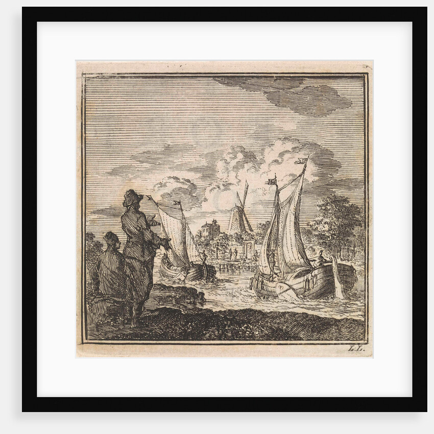 Two men watching sailing ships by Pieter Arentsz & Cornelis van der Sys II