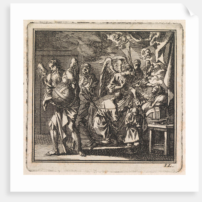 Death is about to cut the thread of life of a dying woman by Cornelis van der Sys II