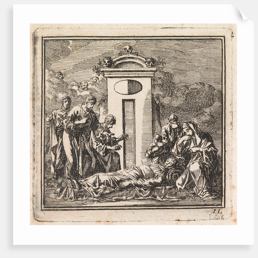Six people mourn a dead person by Pieter Arentsz & Cornelis van der Sys II