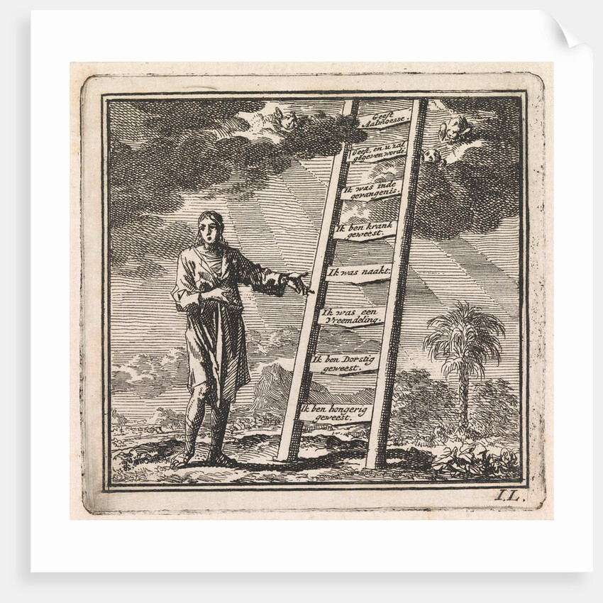 Man points to a ladder reaching to heaven by Pieter Arentsz & Cornelis van der Sys II