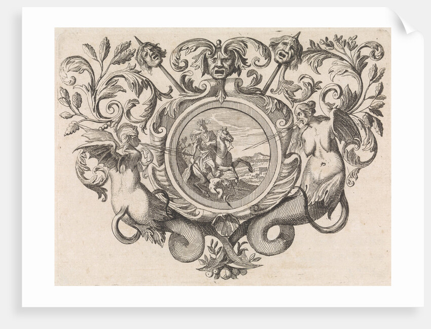 St George on horseback piercing a devil by Jacob Lindenberg