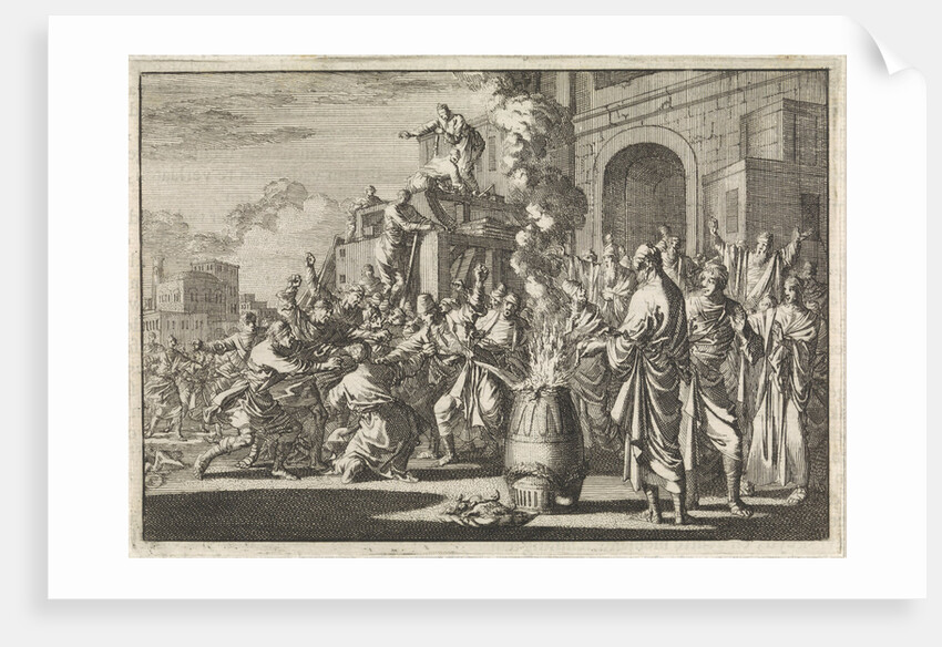 Battle between Jews and Greeks in front of the synagogue in Caesarea, Israel by Pieter Mortier