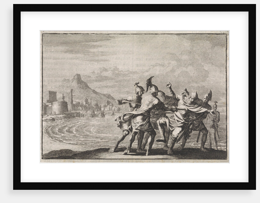 Malichus killed on the beach by four soldiers by Pieter Mortier