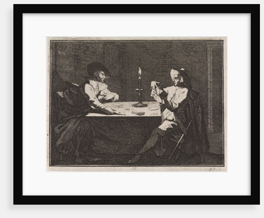 Card game between a young man and the devil by Christoph Weigel