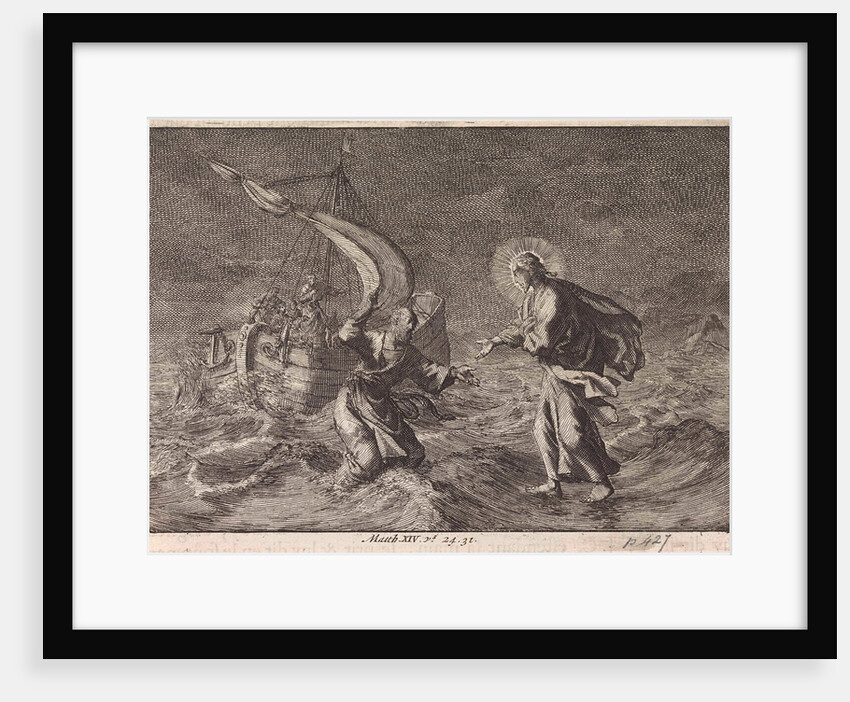 Christ walking on water during a storm on the Sea of Galilee by Pieter Mortier