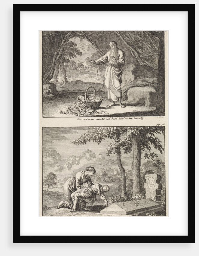 Resurrection of a dead child and a woman bringing her dead child to the tomb of Saint Stephen by Barent Visscher