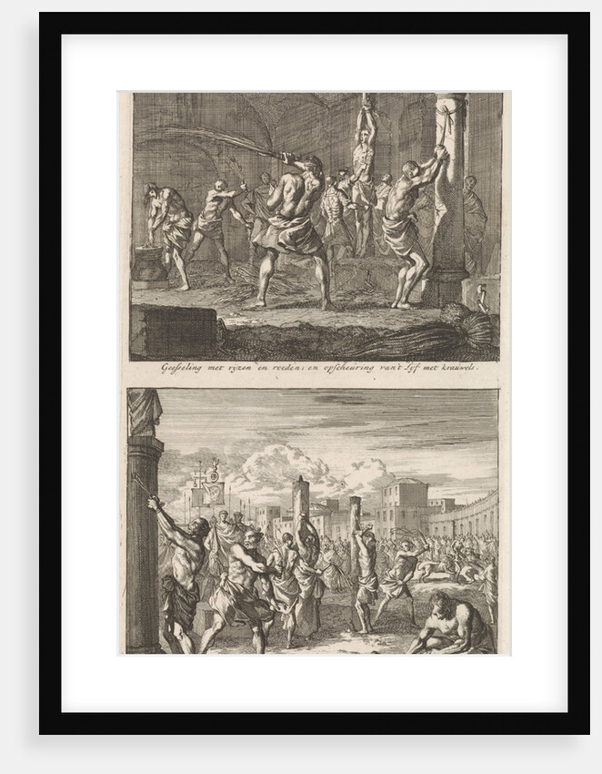 Christians are flogged in a cell and Christians are flogged in public by Barent Visscher