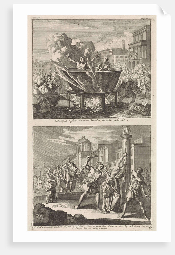 Holy Eulampia and her brother are boiled alive in oil and the Martyrdom of Saint Rufina Rome by Jacobus van Hardenberg
