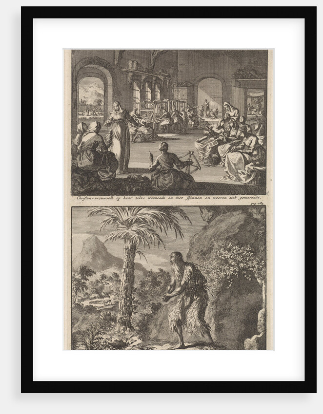 Early Christian community of women working in their monastery and St. Paul the Hermit by Jacobus van Hardenberg