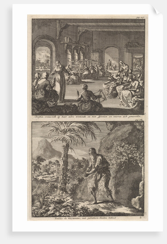 Early Christian community of women working in their monastery and St. Paul the Hermit by Jacobus van Hardenberg