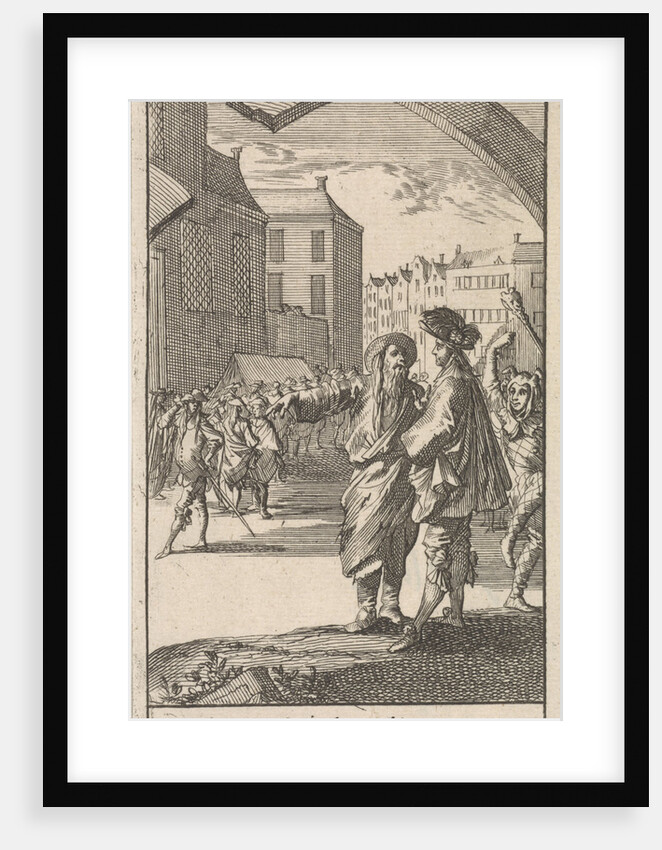 Procession with a jester in the foreground by Jan Claesz ten Hoorn