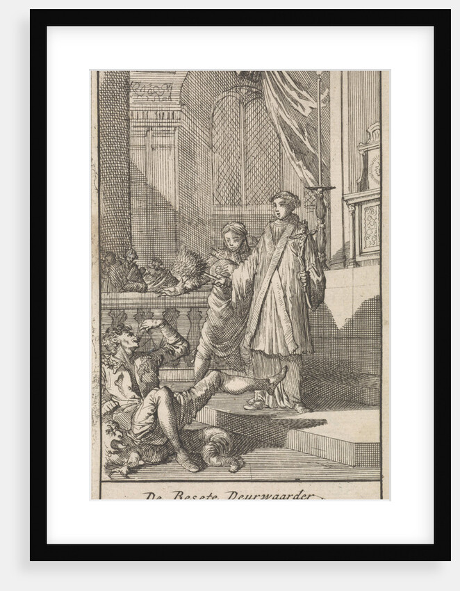 Priest with holy water brush before the possessed bailiff by Jan Claesz ten Hoorn