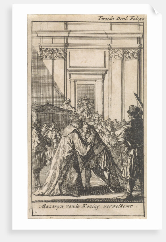 King Louis XIV greet Cardinal Mazarin by Boudewijn van der Aa