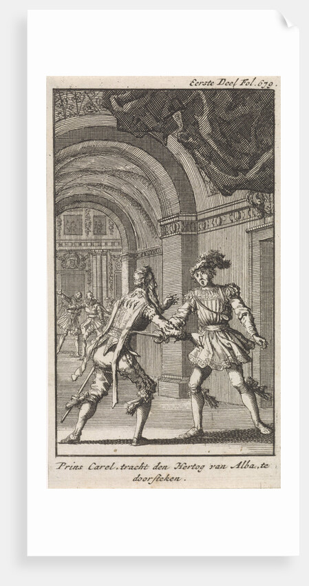 Don Carlos is trying to murder the Duke of Alva by Engelbrecht Boucquet