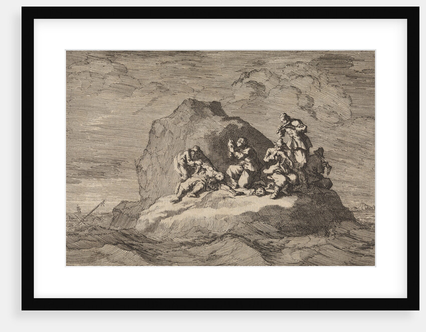 Sad state of seven sailors from the ship The Karseboom, wrecked at Halmstad by Pieter van der Aa I