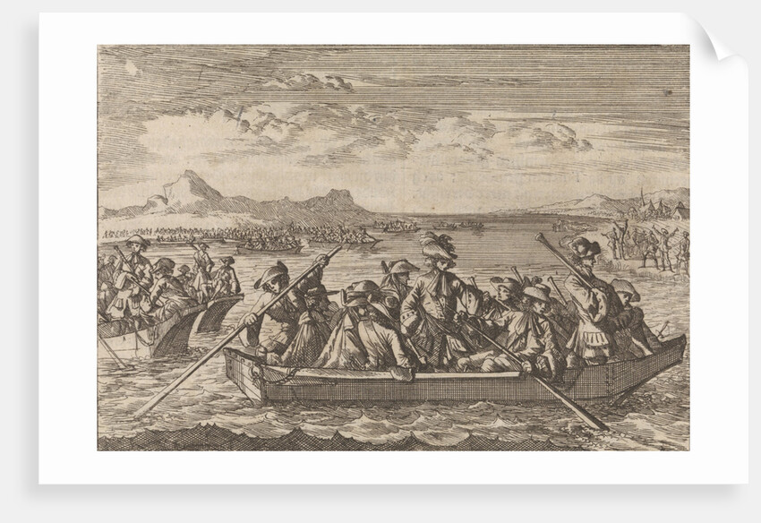 Waldensians chased from Savoy crossing the Lake Geneva in boats back to their country by Anonymous