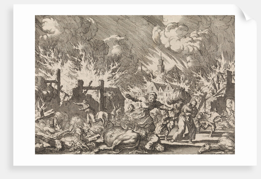 Fire in Trondheim, Norway 1681 by Pieter van der Aa I