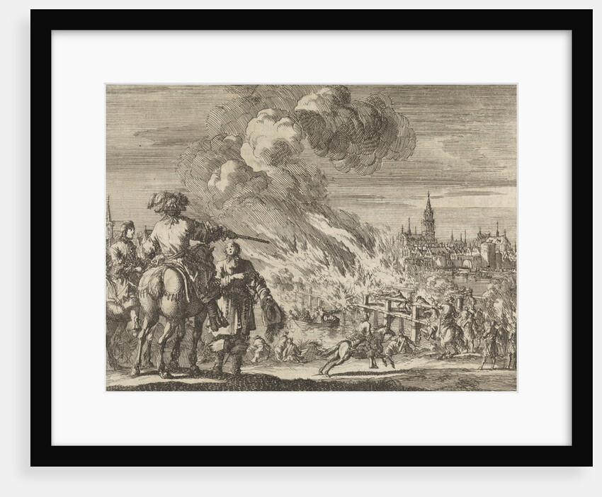 Louis, Grand Condé lets the bridge of Strasbourg burn, 1672 by Pieter van der Aa I