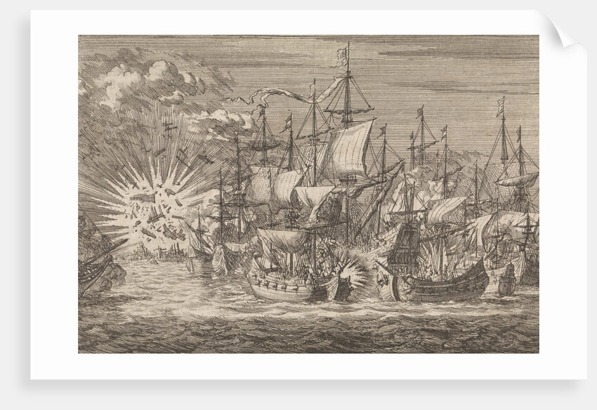 Five Zeeland privateers fight against eight Portuguese warships off the coast of Brazil, in 1657 by Pieter van der Aa I