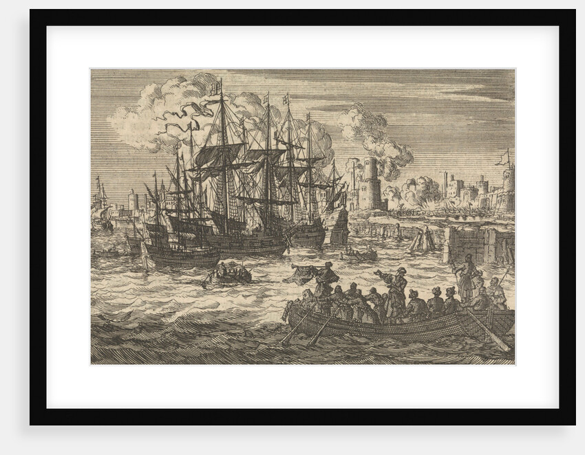 Port of Salé with the English fleet and a sloop of Turks, 1638 by Pieter van der Aa I