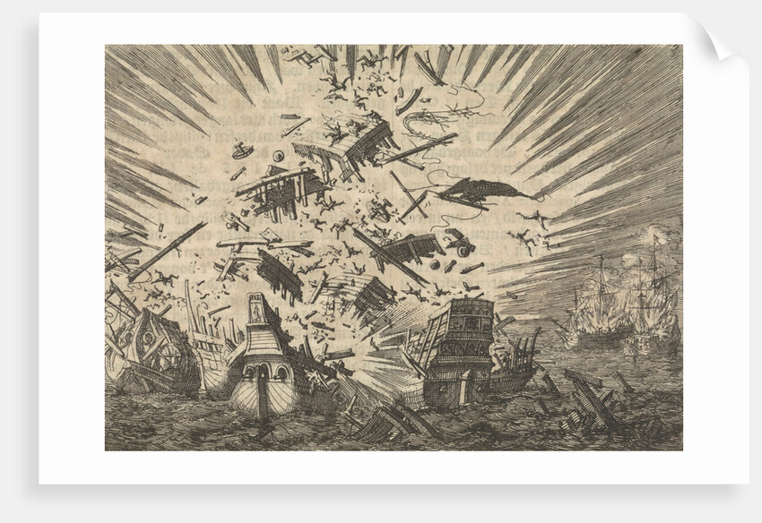 The Dutch ship Walcheren explodes along with five Portuguese ships, 1631 by Pieter van der Aa I
