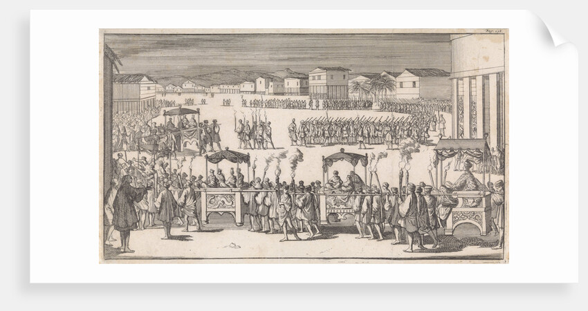 Grand parade to mark the arrival of Captain Charles Swan in Mindanao, Island in Philippines by Abraham de Hondt