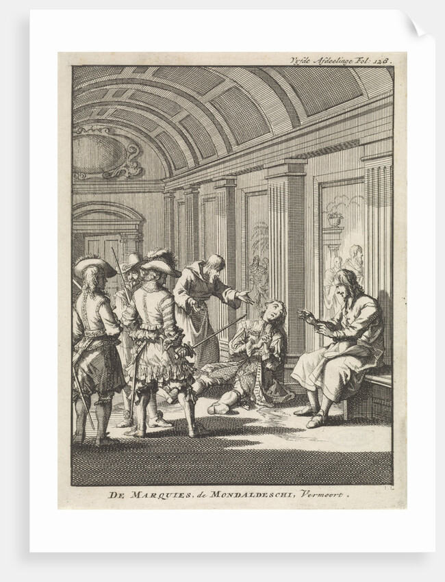 Marquis Giovanni Monaldeschi murdered in the palace of Fontainebleau, 1657 by Jan Claesz ten Hoorn