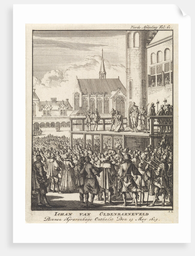Johan van Barneveld kneels on the scaffold for his beheading, 1619 by Jan Claesz ten Hoorn