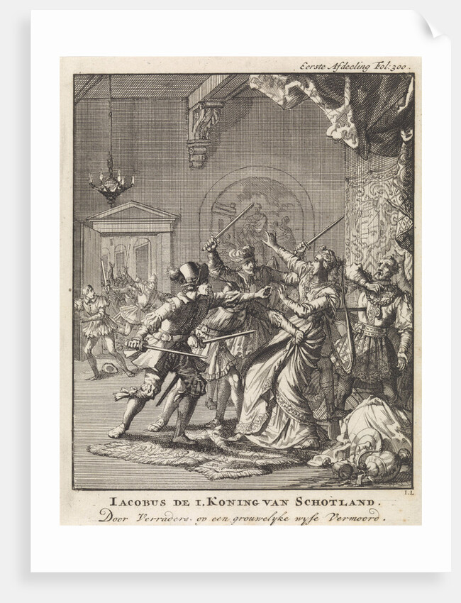 James I of Scotland is killed by traitors cruelly, 1437 by Jan Claesz ten Hoorn