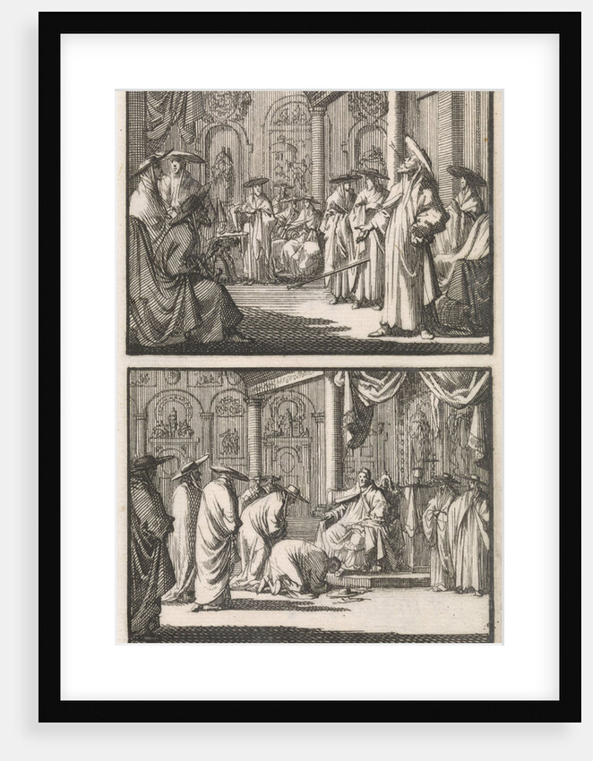 Cardinal Montalto stands up after being elected as pope and throws away his stick, Cardinals kiss the feet of Pope Sixtus V by Steven Swart