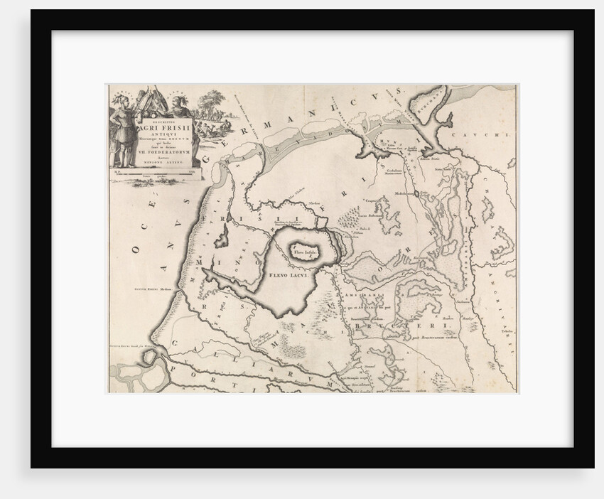 Historical map of Netherlands with the areas of the Batavians and Frisians V by Henricus Wetstein