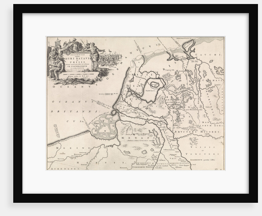 Historical map of the Netherlands at the time of the Batavians and Frisians II by Henricus Wetstein