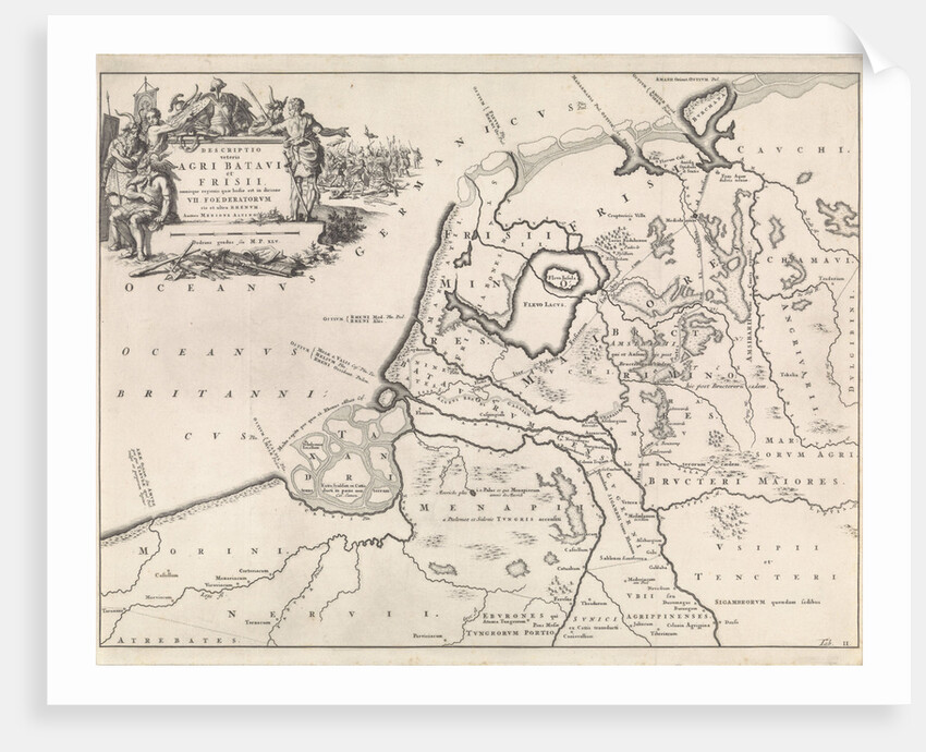 Historical map of the Netherlands at the time of the Batavians and Frisians II by Henricus Wetstein