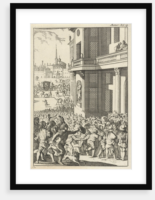 Large popular uprising before the palace in Madrid, Spain by Willem Broedelet