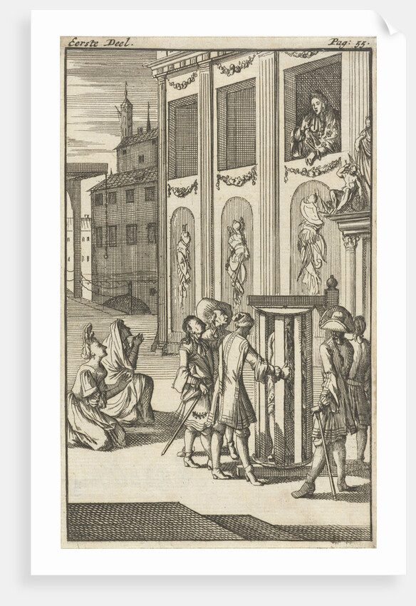 Mirandor's master, the innkeeper, in turning cage by Pieter van Rijschooten